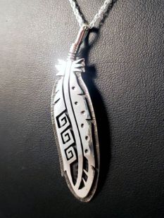 Native American Hopi Made Prayer Feather Pendant