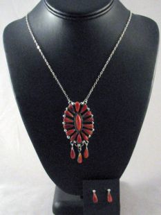 Native American Zuni Made Necklace and Earrings Set