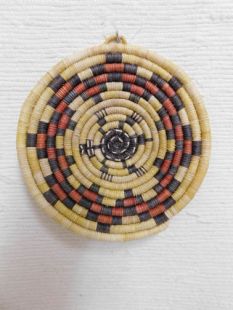 Vintage Native American Hopi Made Coil Plaque with Turtle