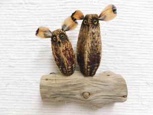Mahogany Pod Owl on Wood--Two