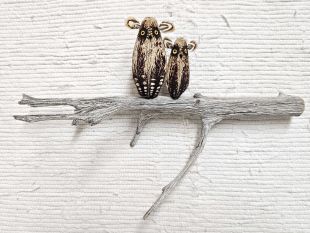 Mahogany Pod Owl on Wood--Two