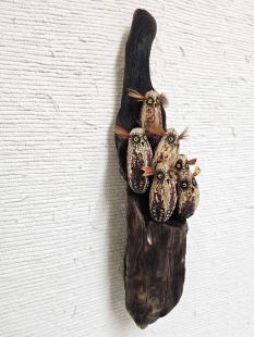 Mahogany Pod Owls on Wood--Six