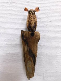 Mahogany Pod Owl on Wood--One