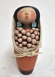 Storyteller Gourd Figure with Twenty-Seven Babies