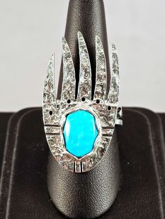 Native American Hopi Made Ring with Turquoise