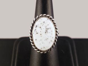 Native American Navajo Made Ring with White Buffalo Turquoise