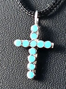 Native American Zuni Made Cross with Turquoise
