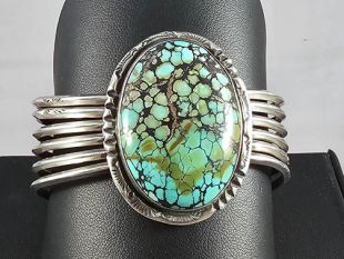 Vintage Native American Navajo Made Cuff Bracelet with Turquoise