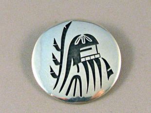 Native American Hopi Made Overlay Pin/Pendant of Longhair