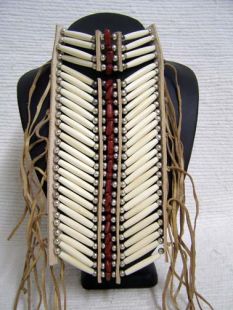 Native American Small Ivory Breastplate with Red Stones