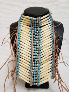 Native American Small Ivory Breastplate with Turquoise Beads