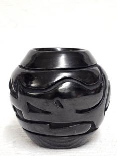 Native American Santa Clara Handbuilt and Handcarved Pot with Avanyu