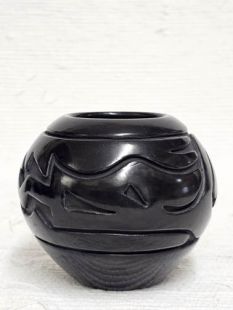 Native American Santa Clara Handbuilt and Handcarved Pot with Avanyu