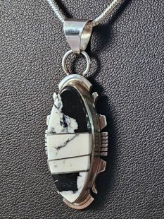 Native American Navajo Made Pendant with White Buffalo Turquoise