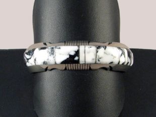 Native American Navajo Made Cuff Bracelet with White Buffalo 