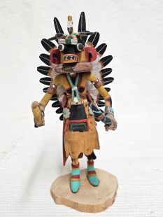Native American Hopi Carved Ahote Warrior Kachina Doll (Katsina Doll)--Yellow