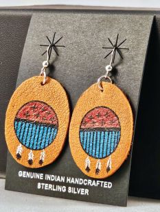 Native American Cherokee Made War Shield Earrings
