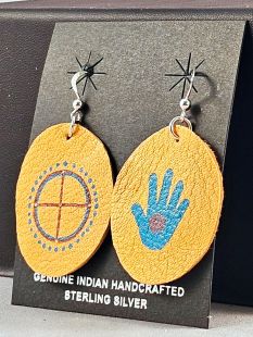 Native American Cherokee Made Medicine Wheel and Handprint Earrings