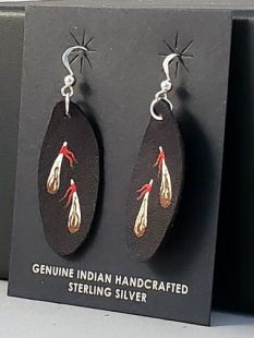 Native American Cherokee Made Prayer Feather Earrings