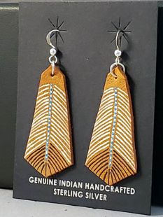 Native American Cherokee Made Prayer Feather Earrings