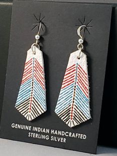 Native American Cherokee Made Prayer Feather Earrings