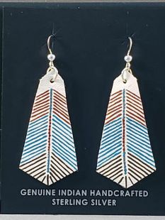 Native American Cherokee Made Prayer Feather Earrings