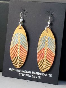Native American Cherokee Made Prayer Feather Earrings