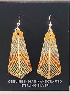 Native American Cherokee Made Prayer Feather Earrings