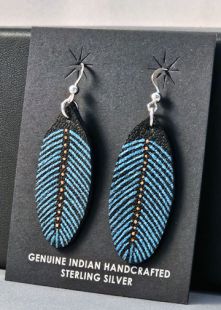Native American Cherokee Made Prayer Feather Earrings