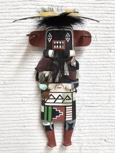 Old Style Hopi Carved Left Handed Traditional Hunter Kachina Doll (Katsina Doll)