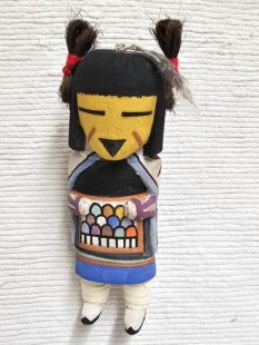 Old Style Hopi Carved Hano Mana or Tewa Maiden Traditional Kachina Doll (Katsina Doll)