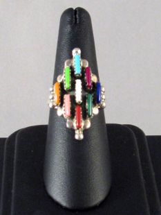 Native American Navajo Made Ring with Multistones
