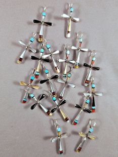Native American Zuni Made Cross with Multistones