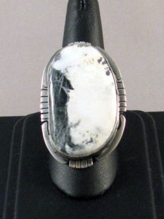 Native American Navajo Made Ring with White Buffalo Turquoise