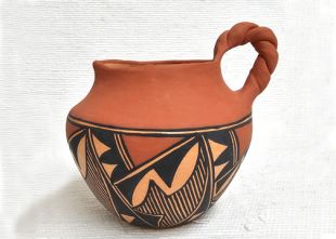 Native American Acoma Handbuilt and Handpainted Traditional Pitcher