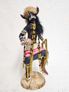 Native American Made Buffalo Warrior Dancer Kachina Doll (Katsina Doll)