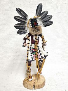 Native American Made Crow Father or Raven Warrior Kachina Doll (Katsina Doll)