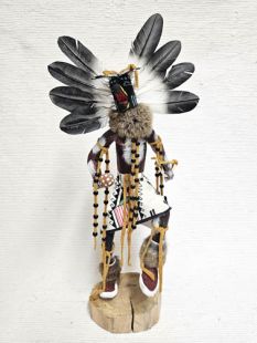 Native American Made Crow Father or Raven Warrior Kachina Doll (Katsina Doll)