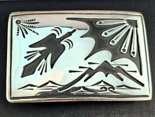Native American Navajo Made Buckle with Peyote Bird--Vintage