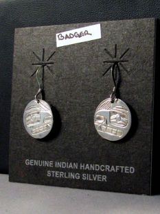 Native North American Tahltan Made Earrings with Badger