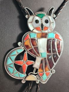 Native American Zuni Made Owl Bolo--Vintage