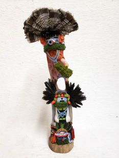Native American Hopi Carved Morning Singer and Crow Mother Kachina Doll (Katsina Doll)