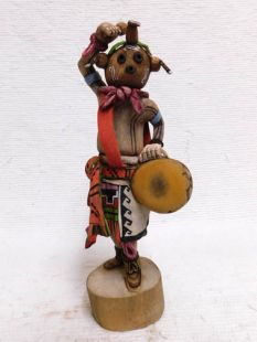 Native American Hopi Carved Mudhead Katsina Doll with Drum