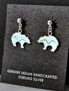 Native American Hopi Made Spirit Bear Earrings