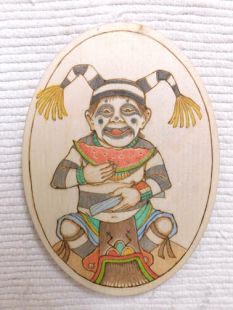 Native American Hopi Carved Clown Katsina Doll Eating Watermelon