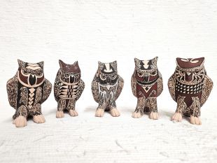 Mata Ortiz Handbuilt and Handpainted Owl Effigies
