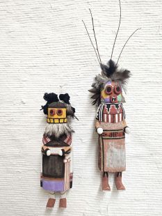 Old Style Hopi Carved Maasaw and Maasaw Mana Traditional Death Kachina Doll (Katsina Dolls)