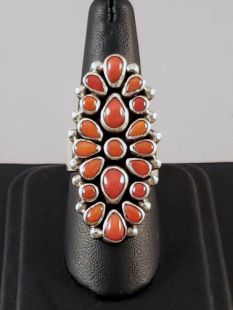 Native American Navajo Made Ring with Coral