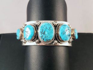 Native American Navajo Made Cuff Bracelet with Turquoise