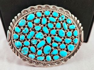 Native American Navajo Made Buckle with Turquoise